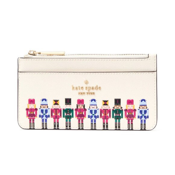 New Kate Spade Oh What Fun Nutcracker Large Slim Cardholder Meringue Multi - Picture 1 of 3